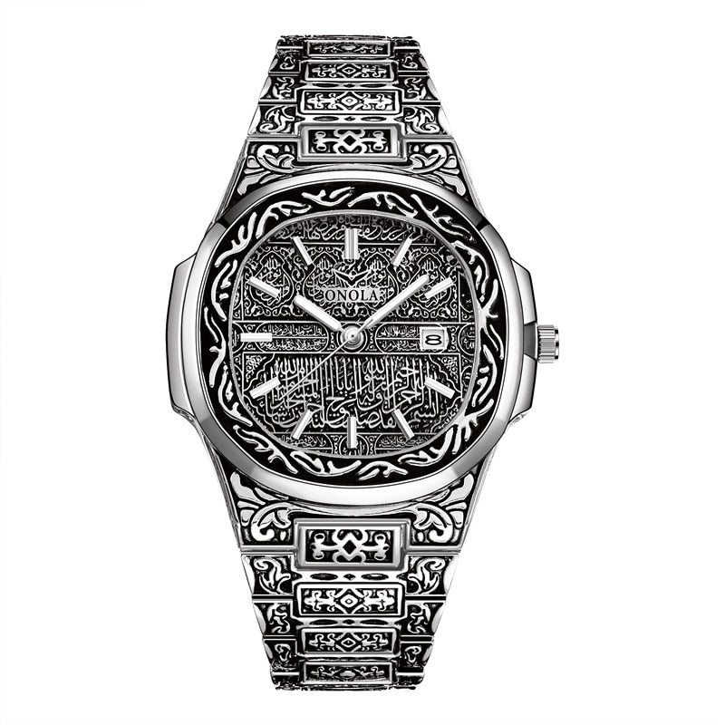 Mode montre à quartz hommes marque ONOLA luxe rétro or acier inoxydable montre hommes or hommes montre reloj hombre