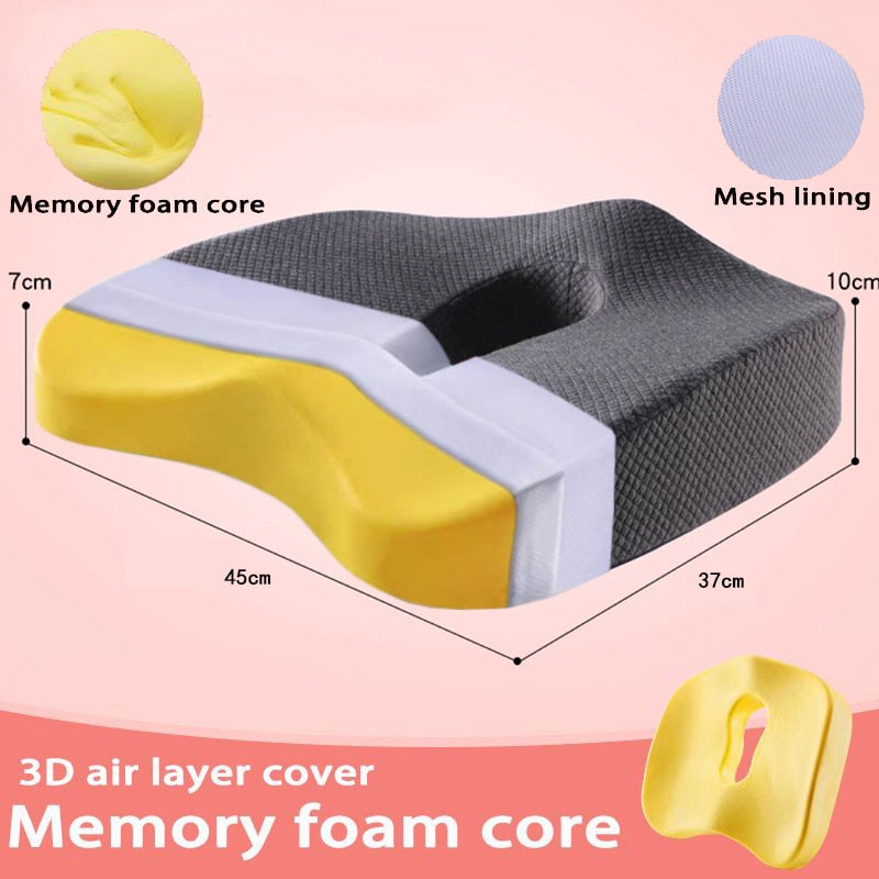 Memory Foam Seat Cushion Orthopedic Pillow Coccyx Office Chair Cushion Support Waist Back Cushion Car Seat Hip massage Pad Sets