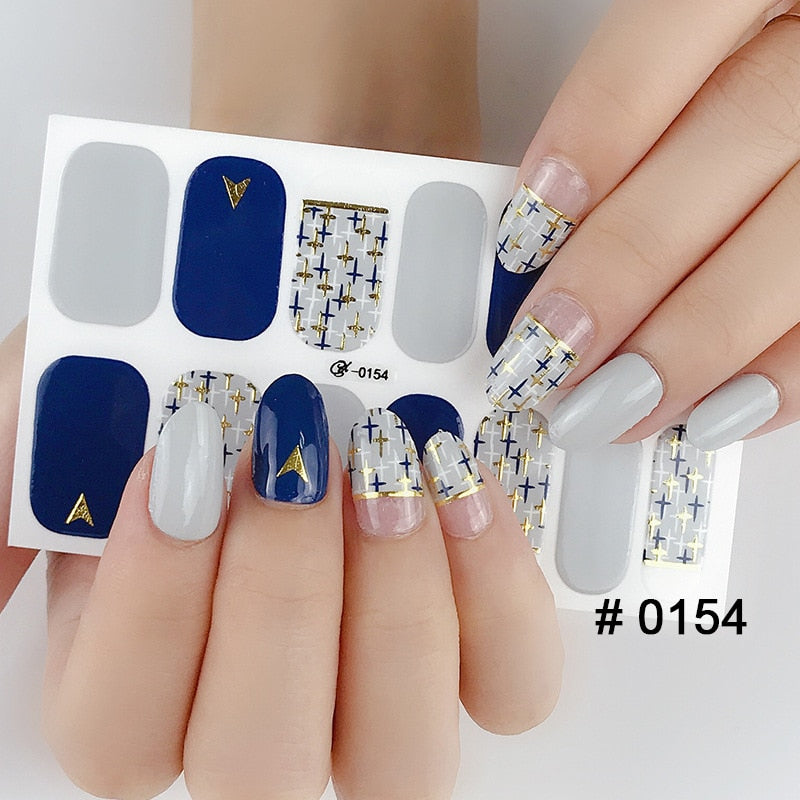 Fashion 31 Designs 3D Full Cover Nail Sticker Waterproof Self-adhesive Nail Art Manicure DIY Decoration Glitter Nail Wraps 2019