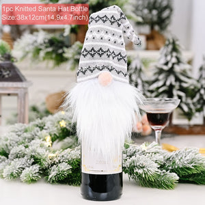 Christmas Wine Bottle Cover Merry Christmas Decor For Home 2020 Natal Noel Christmas Table Decor Xmas Gift Happy New Year 2021