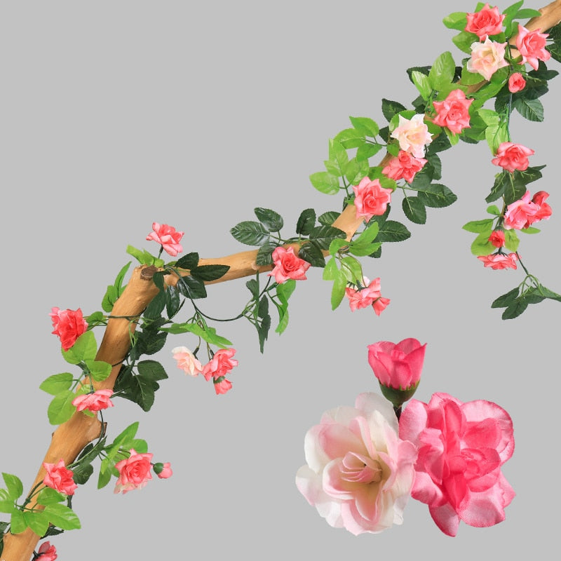 Artificial Flowers Rose 230cm length 16 to 69 flower Flowers for A Wedding Arch Flowers Garland Romantic Rose In Glass Dome