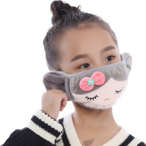 New Fashion Winter Earmuffs for Girls Bowknot Rabbit Earmuff Mouth Cover Plus Velvet Boys Ear Muff Wrap Band Ear Warmer Earlap