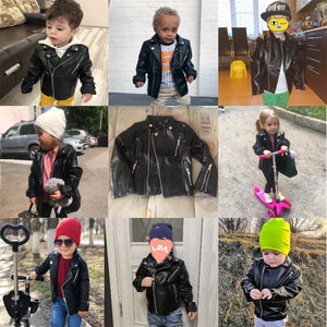 Veste en cuir synthétique pour garçons | Veste en polyuréthane, printemps-automne, moto pour enfant de 1 à 7 ans, mode, couleur diamant matelassé, fermeture éclair, manteau cool pour filles