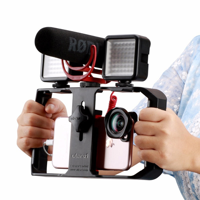 Ulanzi u-rig Pro Smartphone appareil vidéo w 3 supports de chaussures étui de cinéma portable téléphone vidéo stabilisateur poignée trépied support de montage