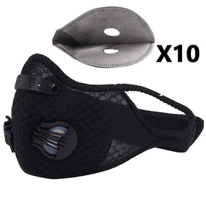 Anrancee Face Mask With Filter Breathing Valve Activated Carbon PM 2.5 Anti Pollution Bicycle Cycling Protection Bike Dust Mask