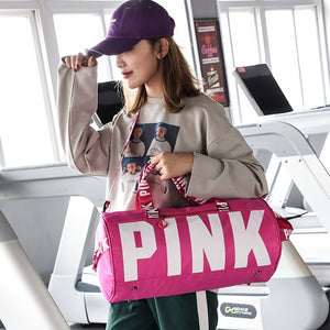 Women Pink Travel Bag Female Fitness Training Duffle Bag for Trip Large Capacity Waterproof Gym Sport Bag