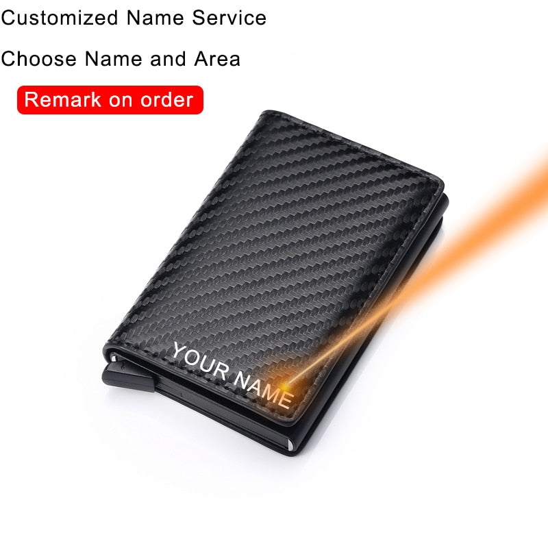 DIENQI Carbon Fiber Card Holder Wallets Men Brand Rfid Black Magic Trifold Leather Slim Mini Wallet Small Money Bag Male Purses