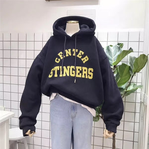 Women Leisure Letter Printed Hoodies Harajuku Sweatshirt Kawaii Korean Style Oversized Women Hoodies Winter Plus Size Female Pul