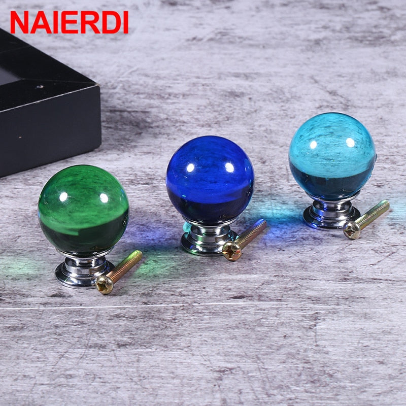 NAIERDI 30mm Crystal Ball Furniture Knob Kitchen Cupboard Door Pulls Drawer Knobs Cabinet Handles Wardrobe Door Handles Hardware
