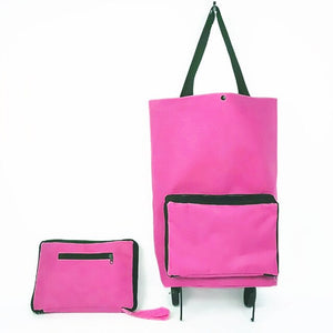 Portable Women Shopping Bag Folding Grocery Shopping Wheel Bag Small Pull Cart Buy Vegetables Food Storage Bag Organizer Tug Bag