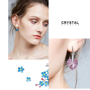 BAFFIN Drop Earrings Hanging Hearts Crystals From Swarovski For Women Party Hot Selling Silver Color Ear Jewelry Friends Gift