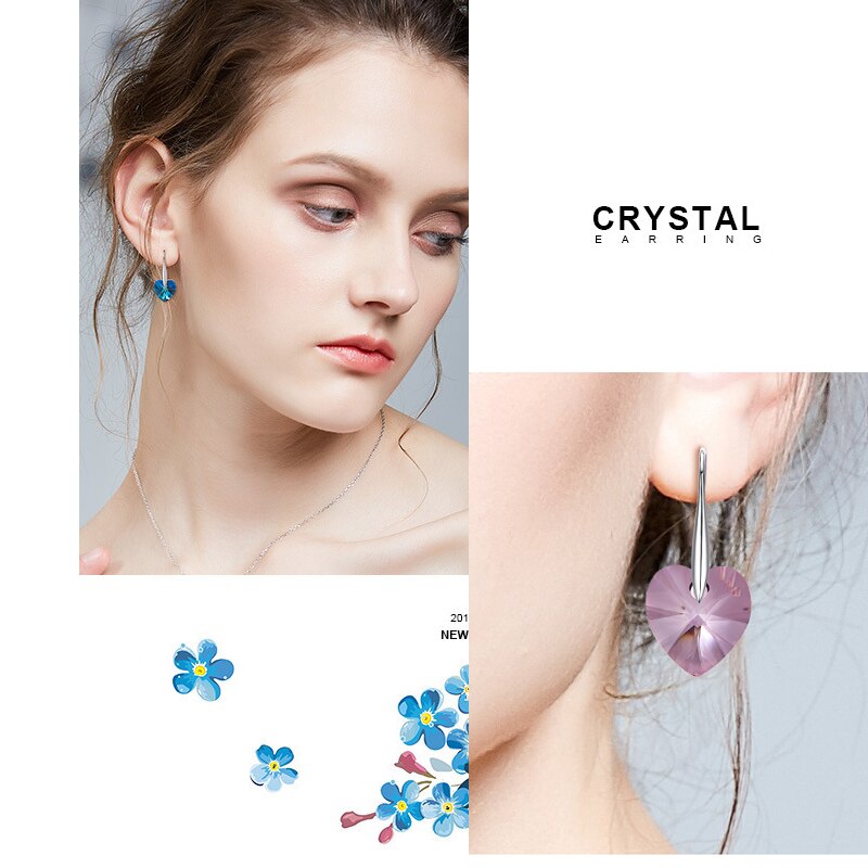 BAFFIN Drop Earrings Hanging Hearts Crystals From Swarovski For Women Party Hot Selling Silver Color Ear Jewelry Friends Gift
