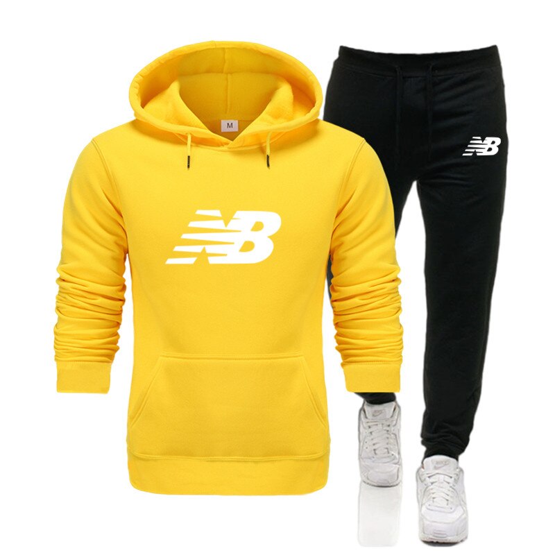 New Men Hoodies Suit Tracksuit Sweatshirt Suit Fleece Hoodie+Sweat pants Jogging