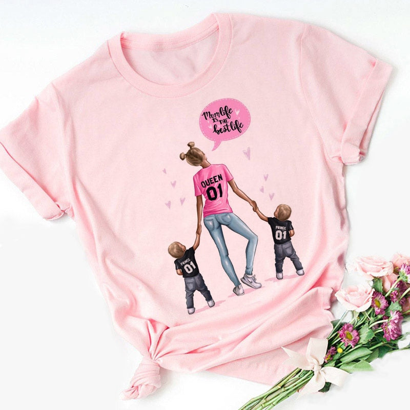 Mother's Love Female Shirt Women Blouses Super Mama Summer 2020 Funny Shein Plus Size Fashion Clothes Harajuku Pink Blouse Women