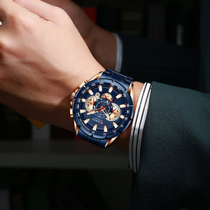 CURREN New Causal Sport Chronograph Men's Watch Stainless Steel Band Wristwatch Big Dial Quartz Watches with Luminous Pointers