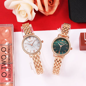 Emerald Printed Women Dress Watch Women's Top Fashion Luxury Brand Crystal Quartz Watches Ladies Gold Stainless Steel Clock