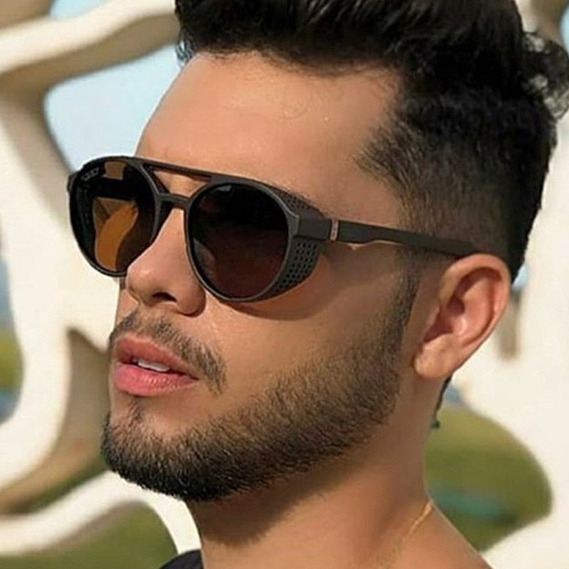 Vintage rond Steampunk lunettes de soleil hommes marque concepteur classique lunettes voiture conduite lunettes de soleil Oculos masculino mâle UV400