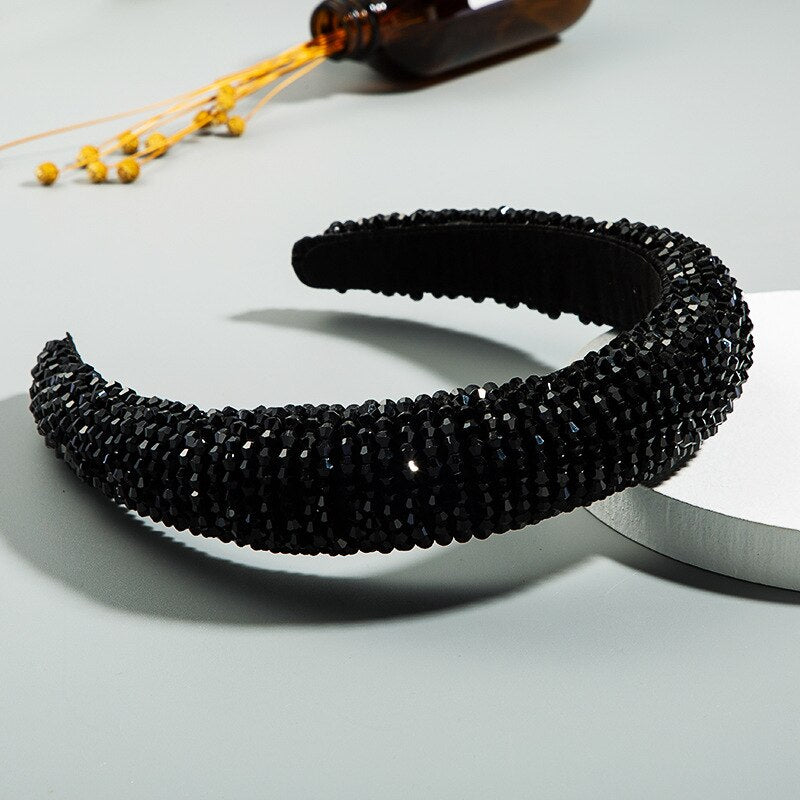 CN Baroque Full Crystal Hair Bands For Women Luxury Padded Diamond Headband Hair Hoop Christmas Gifts Christmas Hair Accessories