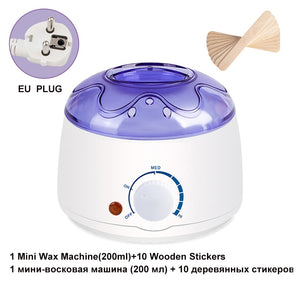 Electric Hair Removal Wax-melt Machine Heater Wax Beans 10pcs Wood Stickers Hair Removal Sets Waxing Kit cera depilatori