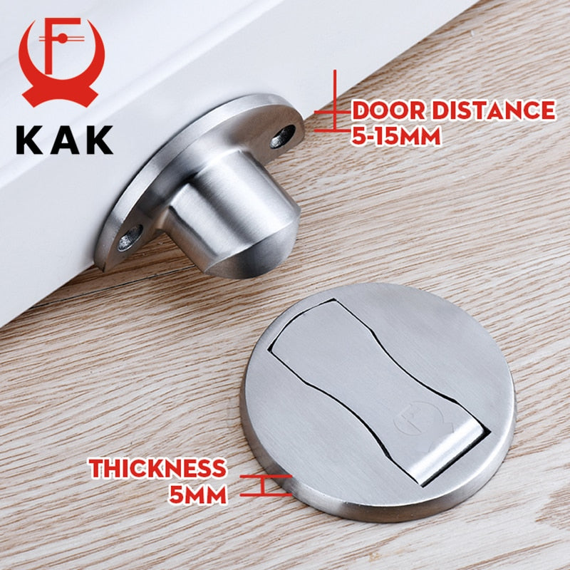 KAK-bouchon de porte en acier inoxydable 304 |, supports de porte cachés, attraper le sol, matériel de meuble de porte sans clou