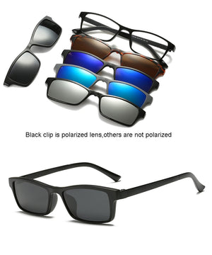 6 In 1 Custom Men Women Polarized Optical Magnetic Sunglasses Clip Magnet Clip on Sunglasses Polaroid Clip on Sun Glasses Frame