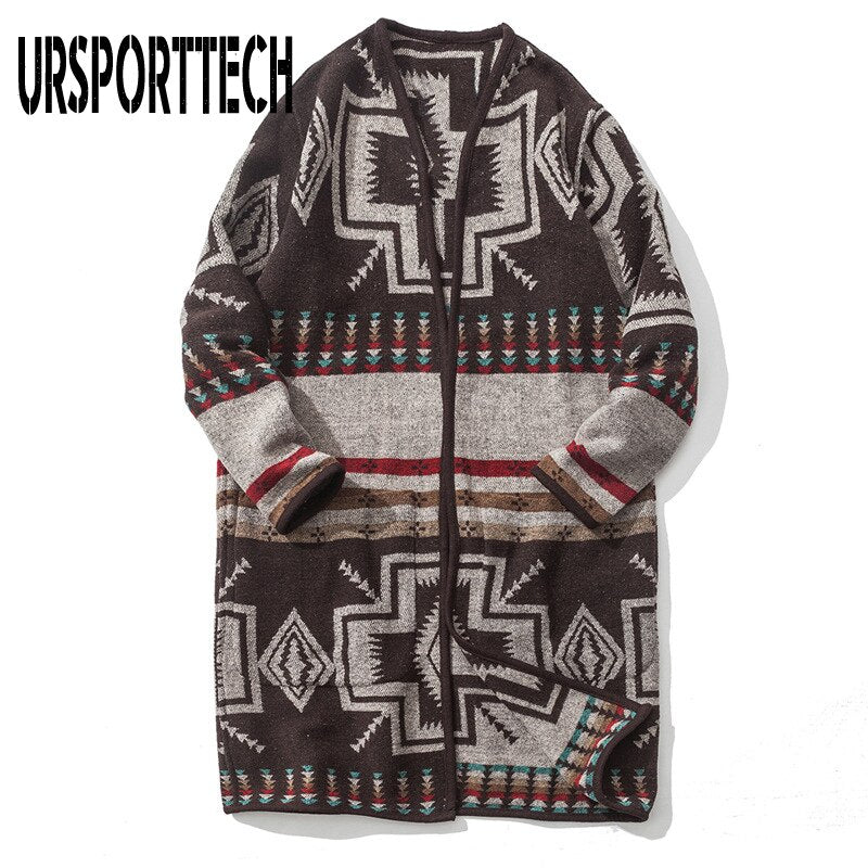 Long Trench Coat Men Slim Fit Casual Printed Jackets And Coats Stand Collar Cardigan Trench Coat Men