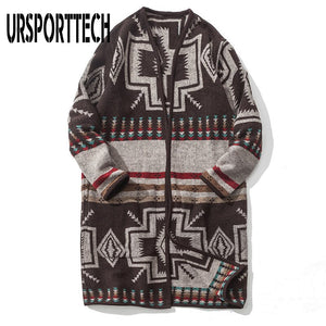 Long Trench Coat Men Slim Fit Casual Printed Jackets And Coats Stand Collar Cardigan Trench Coat Men