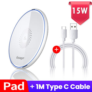 Essager 15W Qi Wireless Charger For iPhone 11 Pro Xs Max X Xr 8 Induction Fast Wireless Charging Pad For Samsung S20 Xiaomi mi 9