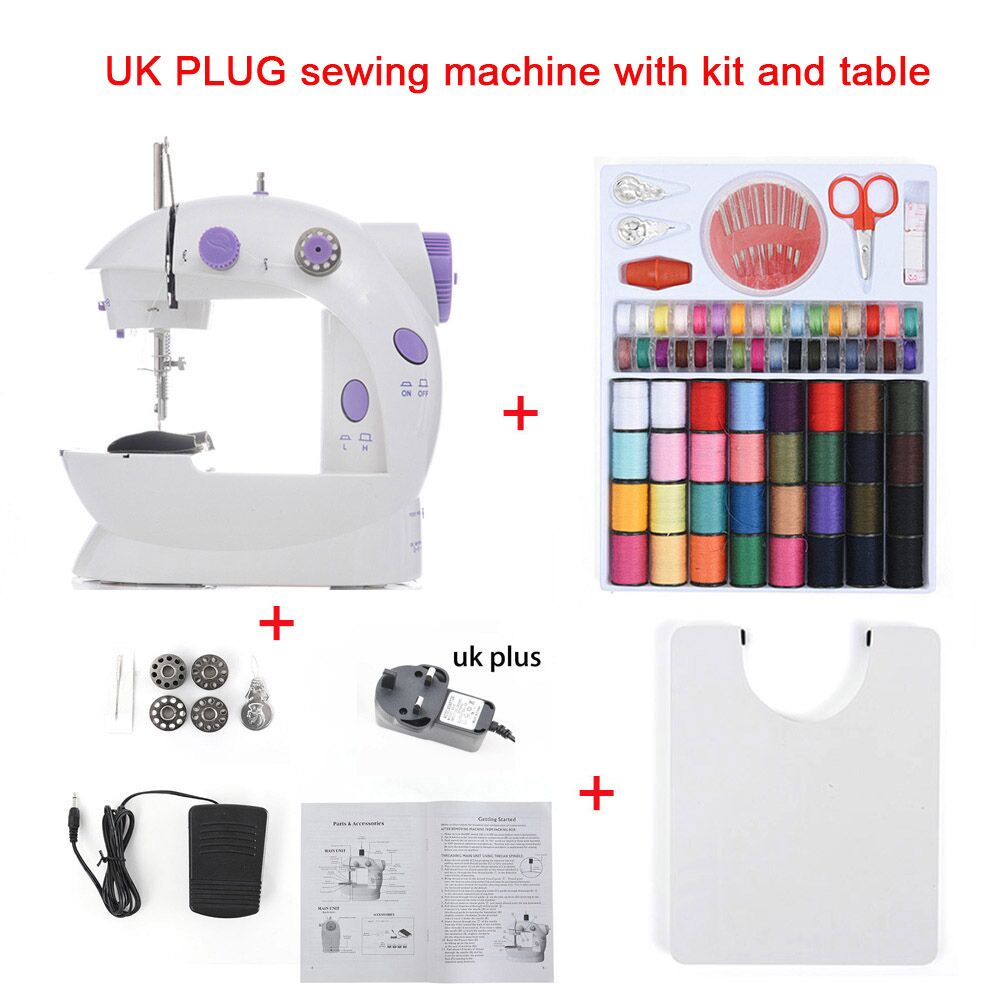 INNE Sewing Machine Mini Portable Household Night Light Foot Pedal Straight Line Hand Table Two Thread Kit Electric