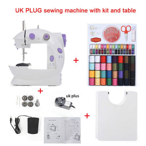 INNE Sewing Machine Mini Portable Household Night Light Foot Pedal Straight Line Hand Table Two Thread Kit Electric