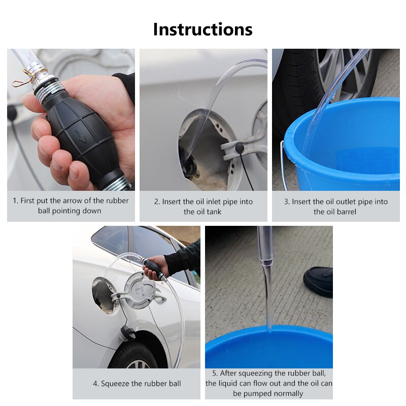 Universal Auto Fuel Pump Manual Gas Oil Transfer Liquid Gasoline Petrol Hand Suction Pipe Pumping Durable For Car Marine Outboar