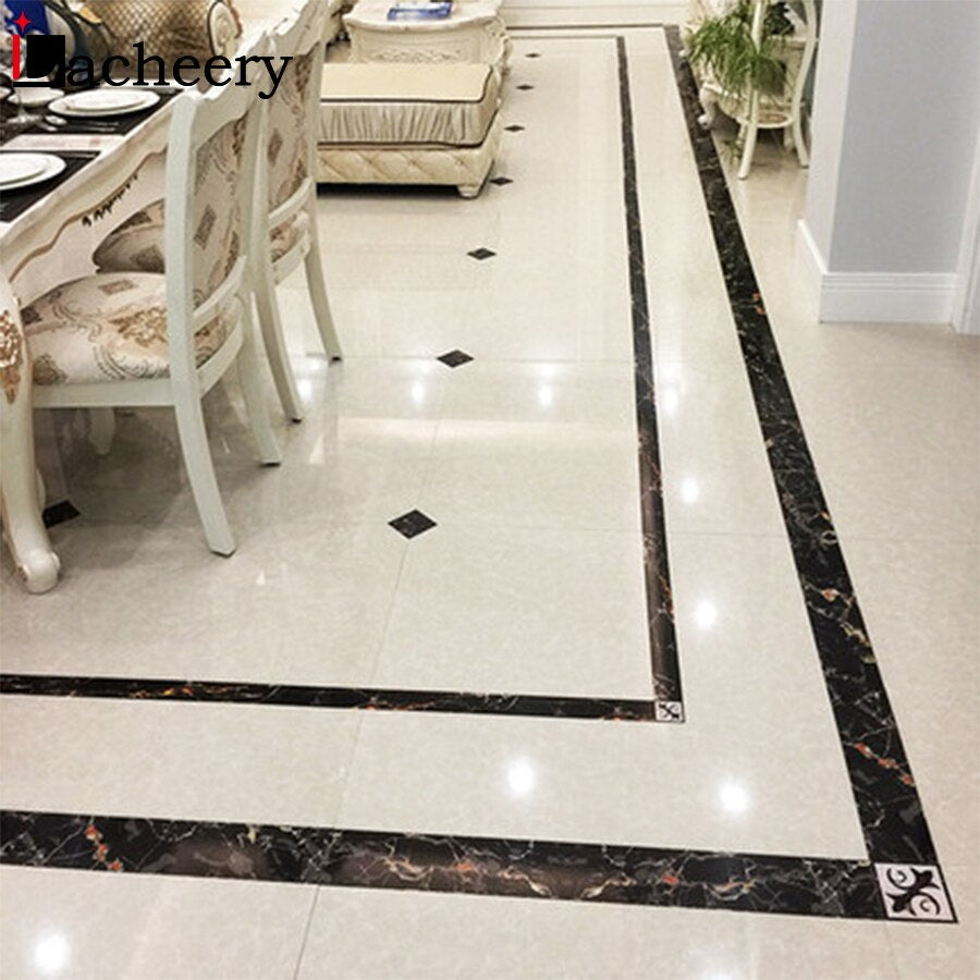 Marble Style Self-Adhesive Floor Stickers for Bathroom Skirting Corner Decals Waterproof Tiles Waistline Wallpaper Home Decor