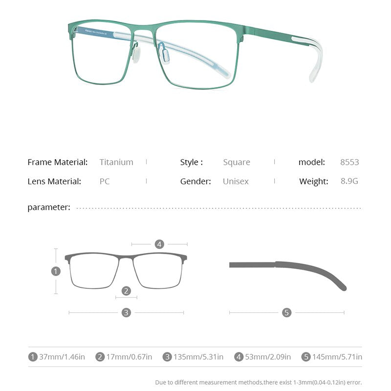 FONEX Pure Titanium Glasses Frame Men Square Myopia Optical Prescription Eyeglass Frame Man 2020 New Silicone Eyewear 8553