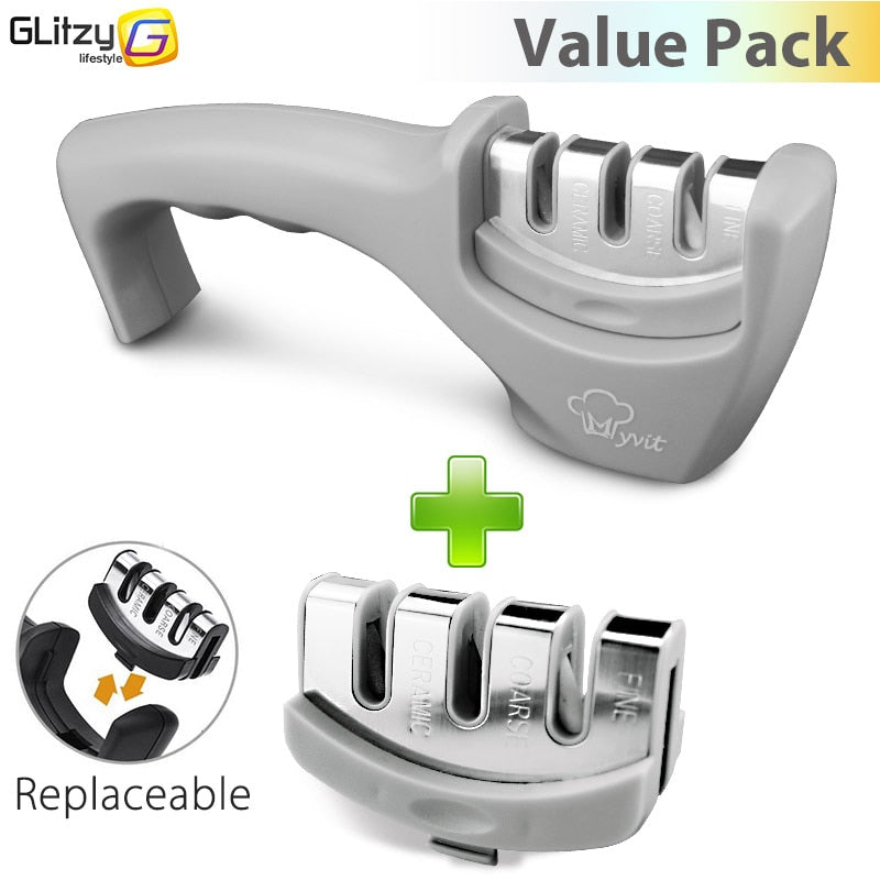 GLITZY - Aiguiseur de couteau avec 3 finitions