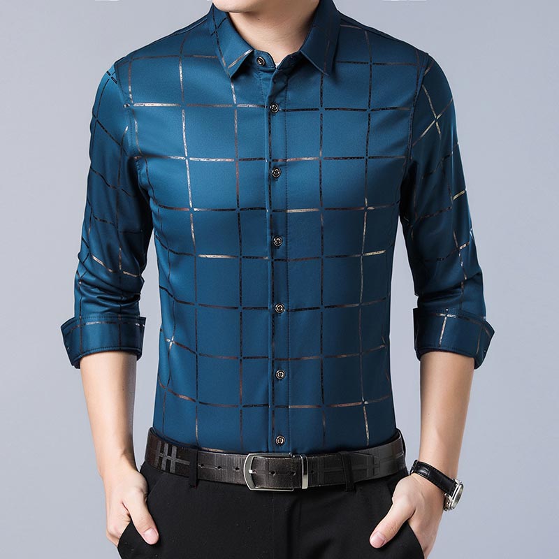 Long Sleeve Slim Fit Men Shirt Streetwear