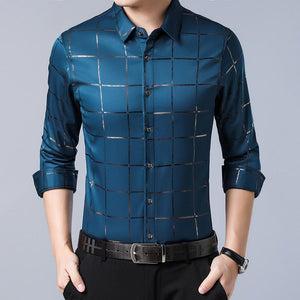Long Sleeve Slim Fit Men Shirt Streetwear