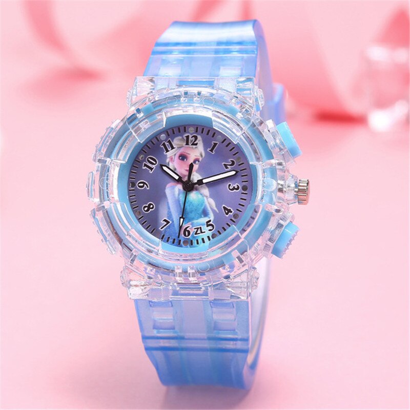 Disney Frozen 2 Princess Pattern Children toy Luminous watch Crystal Cartoon Leather Quartz Wristwatch for Girls Kids Toy Gift