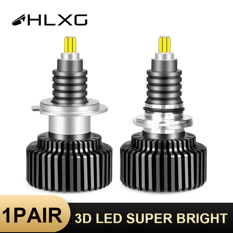 HLXG 2x H7 LED Auto Light 3D No Blind Zone 24 Sides led lamp 72PCS CSP Chips LED car headlight Super Bright H1 18000LM 12V 50W