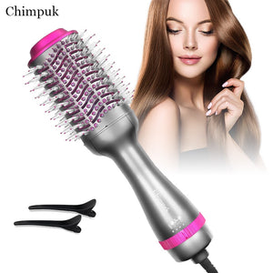 Dropshipping 2 IN 1 One Step Hair Dryer Hot Air Brush Hair Straightener Curler Comb Roller Electric Ion Blow Dryer Brush
