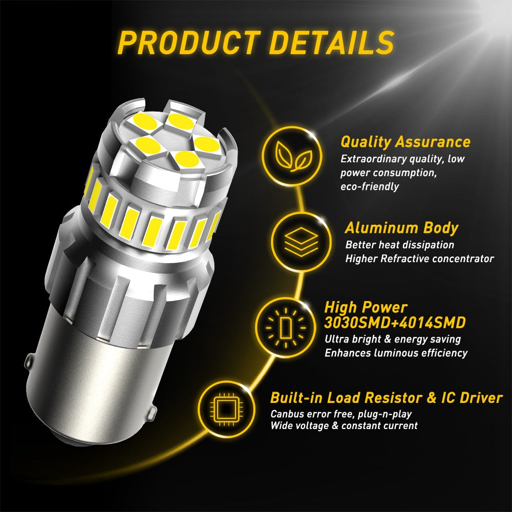 2x 1200LM Canbus P21W 1156 BA15S LED Bulb For Skoda Superb Octavia 2 FL 2010 2011 2012 2013 LED Daytime Running Light DRL Lamp