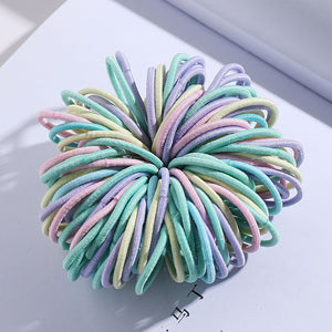 100PCS/Set Girls Candy Colors Nylon Elastic Hair Bands Children Rubber Band Headband Scrunchie Fashion Hair Accessories