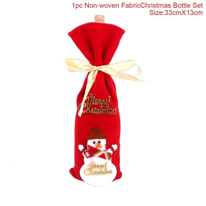 Christmas Wine Bottle Cover Merry Christmas Decor For Home 2020 Natal Noel Christmas Table Decor Xmas Gift Happy New Year 2021