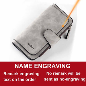 2020 Women Wallets Name Engrave Fashion Long Leather Top Quality Card Holder Classic Female Purse Zipper Wallet For Women