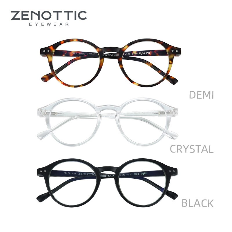 ZENOTTIC Round Frame Reading Glasses For Men Women Computer Optical Eyeglasses Hyperopia Anti Blue Light Reading Glasses Eyewear
