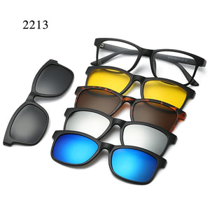 6 In 1 Custom Men Women Polarized Optical Magnetic Sunglasses Clip Magnet Clip on Sunglasses Polaroid Clip on Sun Glasses Frame
