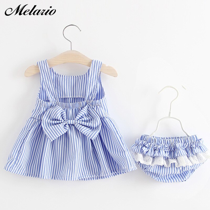 Melario Baby Girls Dresses With Hat 2pcs Clothes Sets Kids Clothes Baby Sleeveless Birthday Party Princess Dress Print Floral