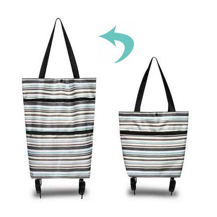 Portable Women Shopping Bag Folding Grocery Shopping Wheel Bag Small Pull Cart Buy Vegetables Food Storage Bag Organizer Tug Bag