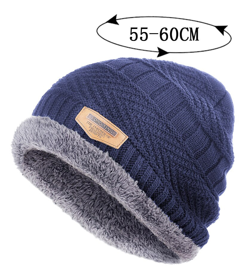 Men's winter Hat 2020 Fashion Knitted Black Hats Fall Hat Thick And Warm And Bonnet Skullies Beanie Soft Knitted Beanies Cotton
