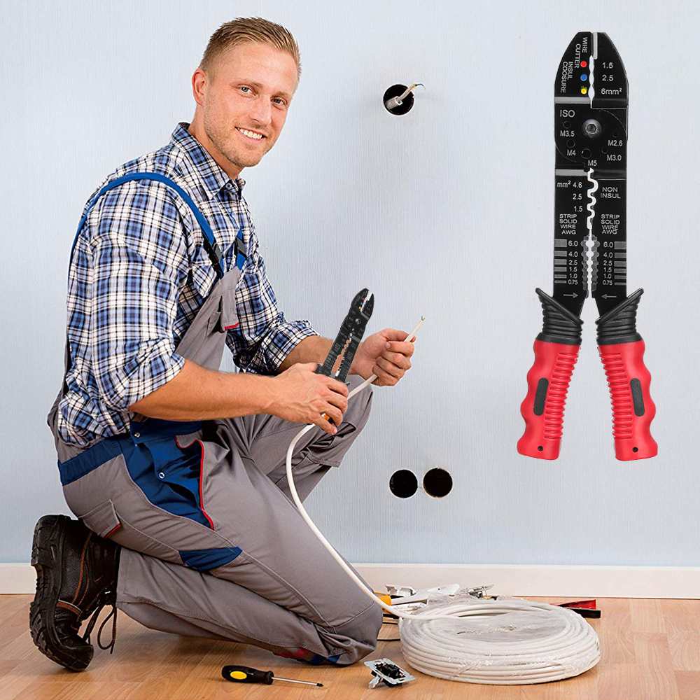 3 in 1 Crimper Cable Cutter Automatic Wire Stripper Multifunctional Stripping Tools Crimping Pliers Terminal 0.75-6.0mm2 tool