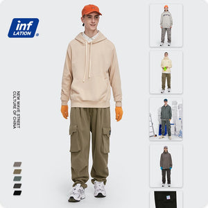 INFLATION Loose Fit Men Sweatpants In Pure Color 2020 Autumn Winter Retro Warm Sweatpants Men Streetwear Men Casual Pants 3232W